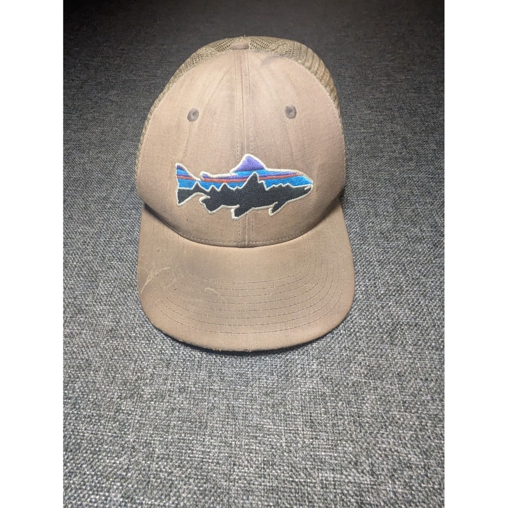 Patagonia Fitz Roy Trout Trucker Hat Adjustable Snapback Mesh Preppy Bear Brown